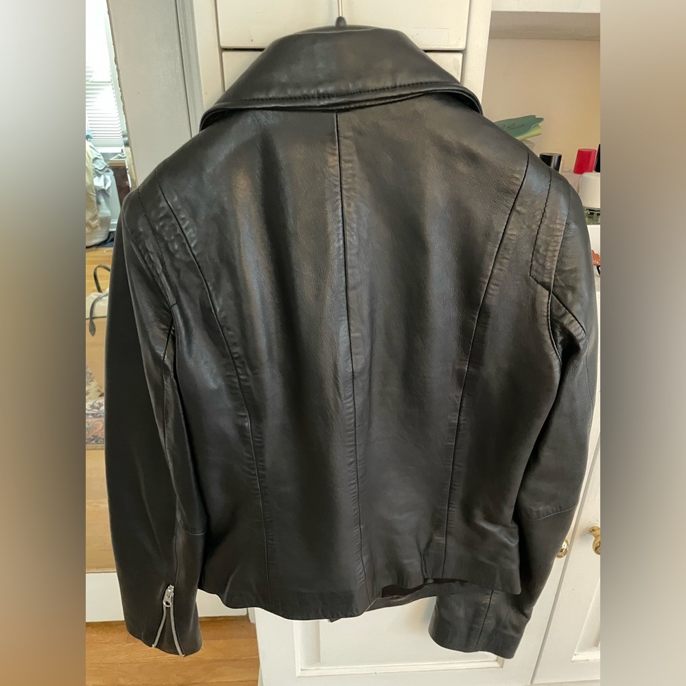 Quince 100% Washed Leather Biker Jacket in black size small - Picture 7 of 14